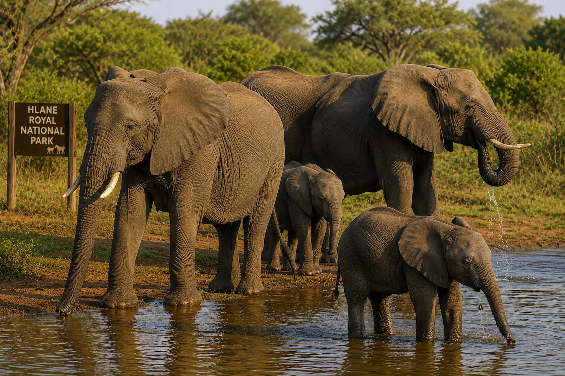 Elephants in Hlane Royal National Park
