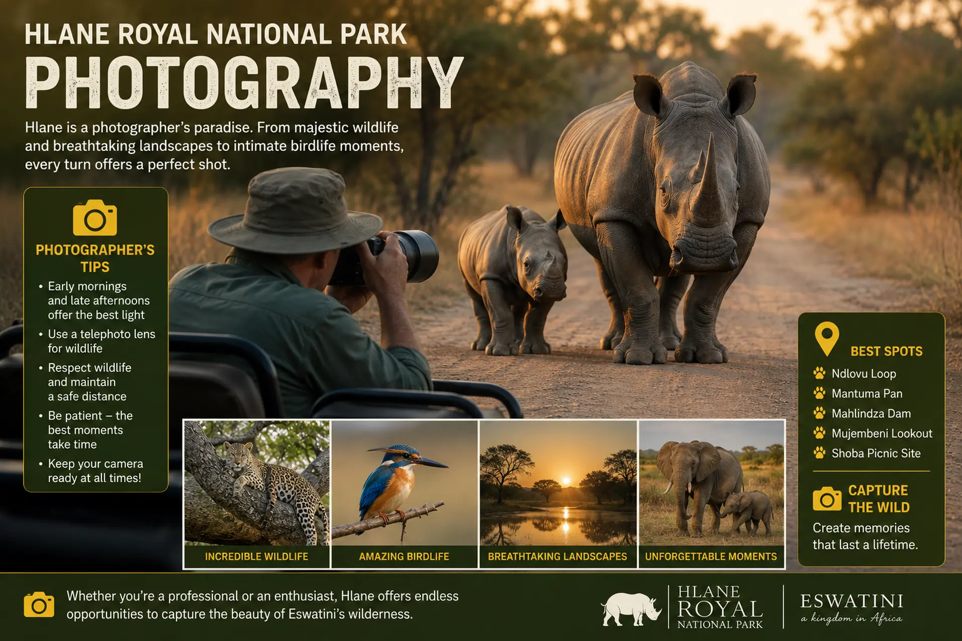 Wildlife photography experience in Hlane Royal National Park