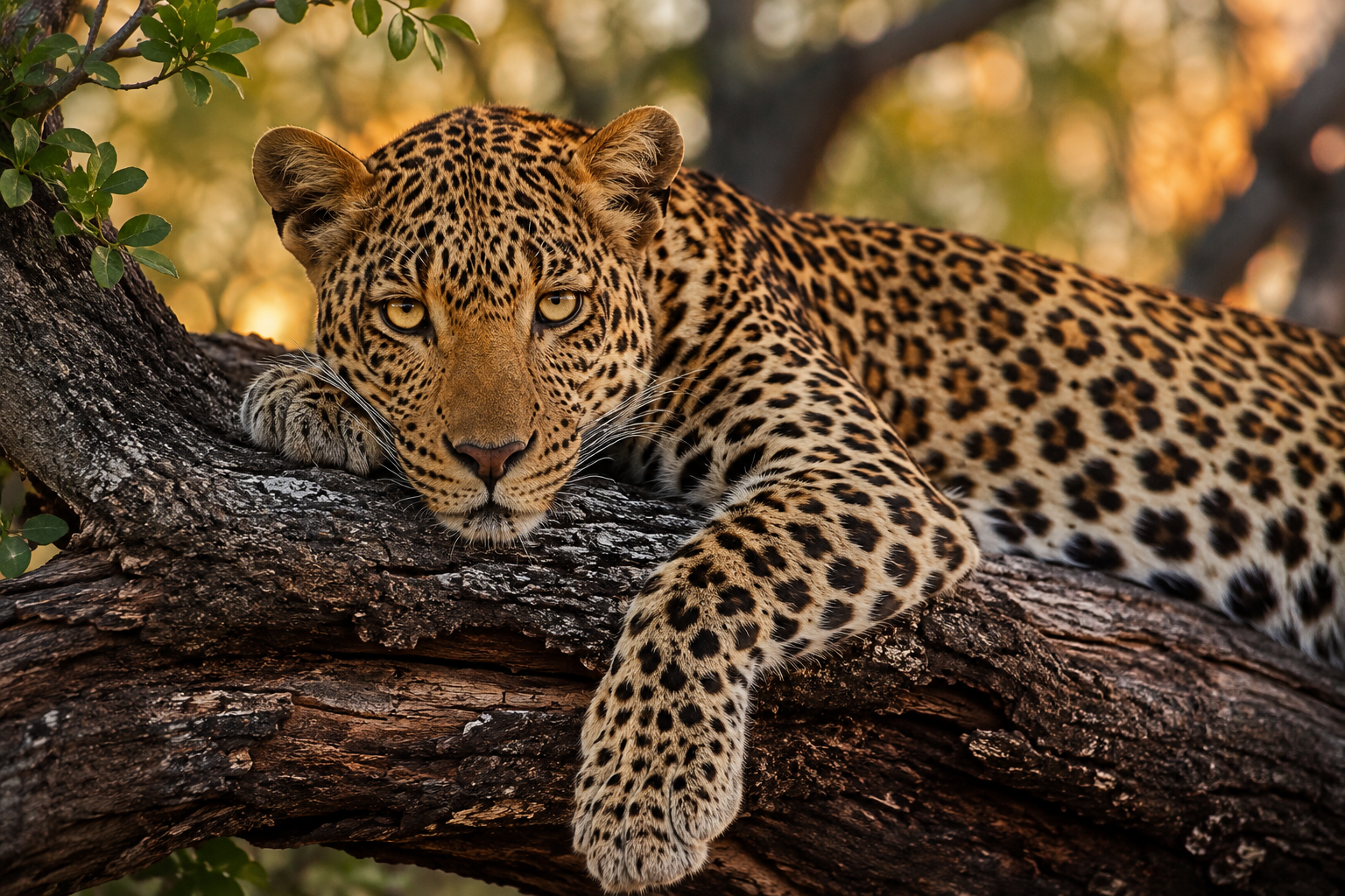 Leopard resting in a tree during Kruger safari