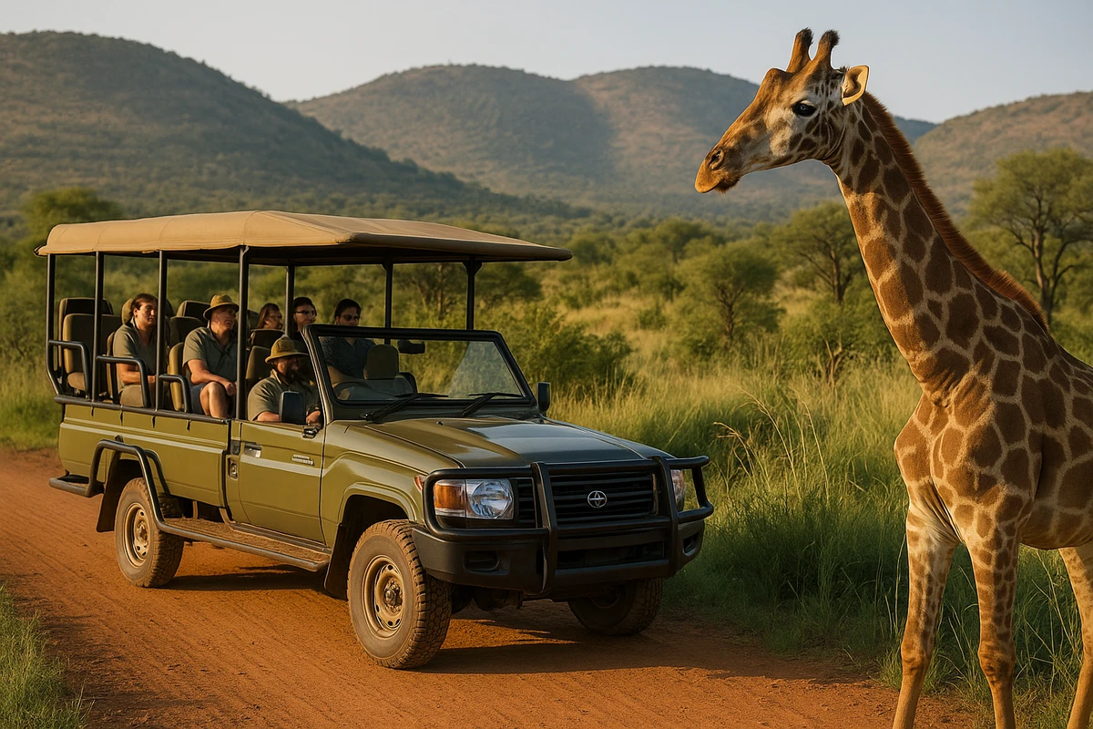 Open safari vehicle used on a Pilanesberg National Park safari