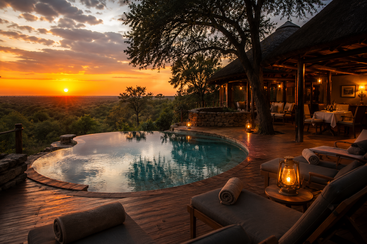 Private game lodge swimming pool